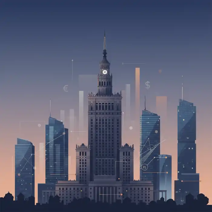 4750 brutto ile to netto? Kalkulator: Umowa o pracę, zlecenie, 26 lat Warszawski krajobraz miejski z subtelnymi elementami finansowymi, ilustrujący pytanie "4750 brutto ile to netto".