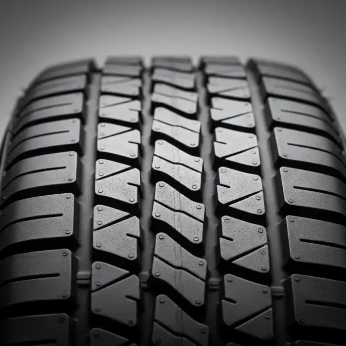 Ile bieżnika ma nowa opona? Głębokość bieżnika, rowek, milimetr, letni, zimowy Nowa opona samochodowa z widocznym bieżnikiem, ile bieżnika ma nowa opona, detal bieżnika z miarką głębokości, w tle Pałac Kultury i Nauki w Warszawie.