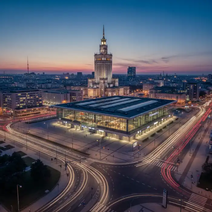 Jak dojechać do Warszawy: Bilety, pociąg, autobusy – kup online Mapa Warszawy z zaznaczonymi trasami, ułatwiająca planowanie, jak dojechać do Warszawy.