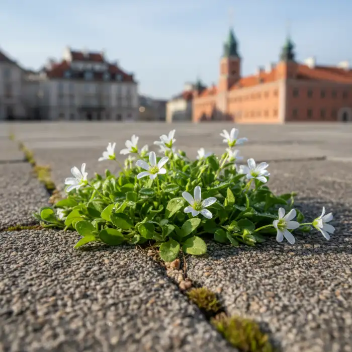 Mokrzyca chwast: Gwiazdnica pospolita w Twoim ogrodzie – zwalczanie i właściwości Mokrzyca chwast – gwiazdnica pospolita rosnąca między płytami chodnikowymi w Warszawie