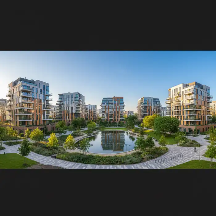 Najlepsze dzielnice Warszawy 2025: Jaka dzielnica do zamieszkania? Widok panoramiczny najlepszych dzielnic Warszawy: nowoczesna architektura, parki i tereny zielone.