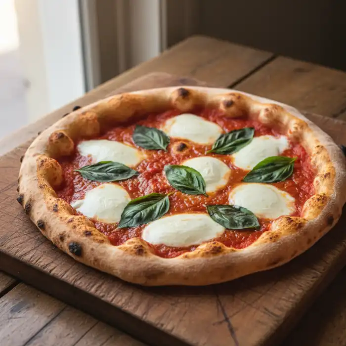 Pizzaiolo: Włoski Restaurant z Pizzą w Warsaw Mistrz pizzaiolo umieszcza autentyczną pizzę neapolitańską w piecu opalanym drewnem w Warszawie.