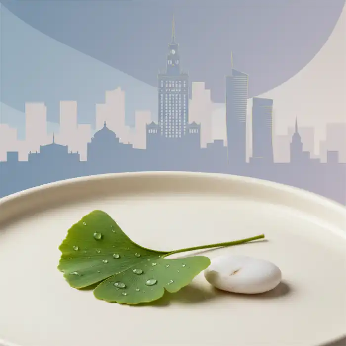 Retinol dla początkujących: Kompletny przewodnik po retinalu i skórze Ilustracja symbolizująca retinol dla początkujących w Warszawie: delikatna pielęgnacja i sylwetka miasta.