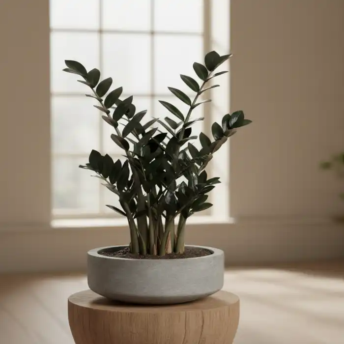 Zamiokulkas Supernova: Pielęgnacja, Cena, Uprawa Zamioculcas Super Nova Zamiokulkas Supernova w nowoczesnym wnętrzu warszawskim