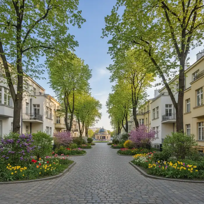 Żoliborz co zobaczyć: Klimatyczny spacer po warszawskiej dzielnicy Urokliwa, klimatyczna uliczka Żoliborza w Warszawie – idealne miejsce, by sprawdzić, żoliborz co zobaczyć.