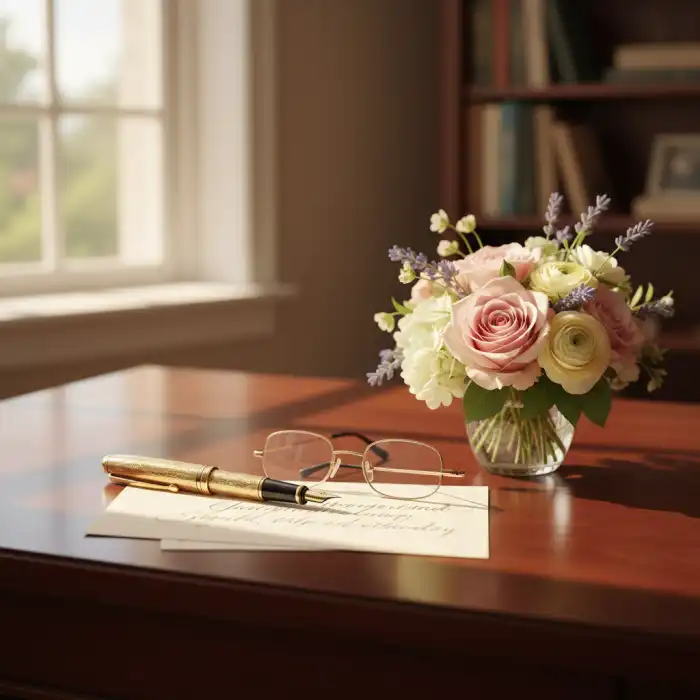 Życzenia urodzinowe dla seniora: Piękne, mądre i eleganckie życzenia na 70 urodziny Piękny, ciepły obrazek symbolizujący życzenia urodzinowe dla seniora w Warszawie.